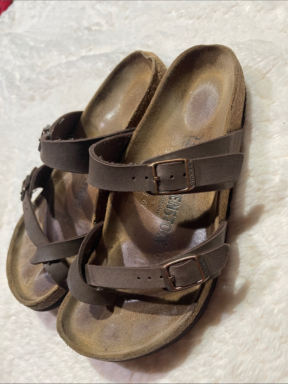 Birkenstock Brown Leather Two-Strap Sandals - Picture 2 of 7